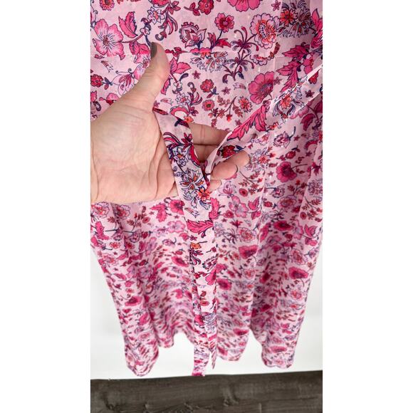 Torrid Chiffon Ruched Sleeve Kimono Sheer Floral Top Blouse Plus Size 2X Pink - Picture 9 of 10